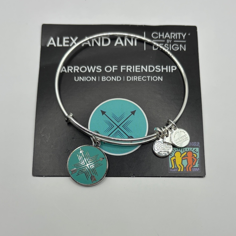 Alex and Ani Silver and Teal Friendship Bracelet